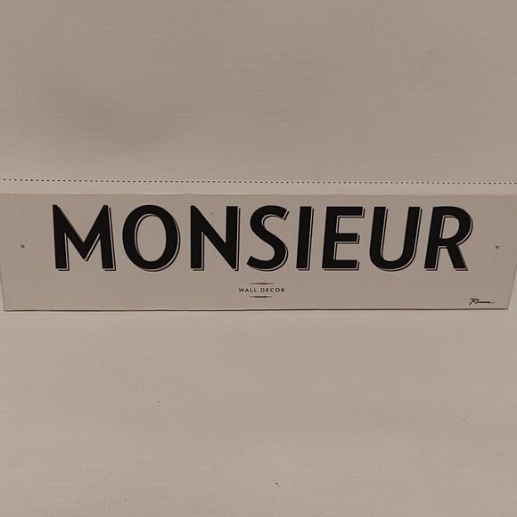 ROSANNA Word Play Monsieur Porcelain Wall Sign BNWT Barber Shop Man Cave French - Picture 2 of 7